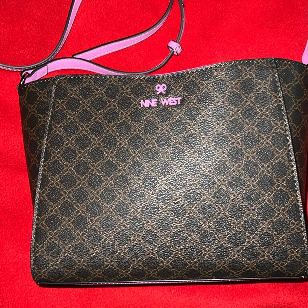 NWT Nine West Pink & Brown Denielle Crossbody bag